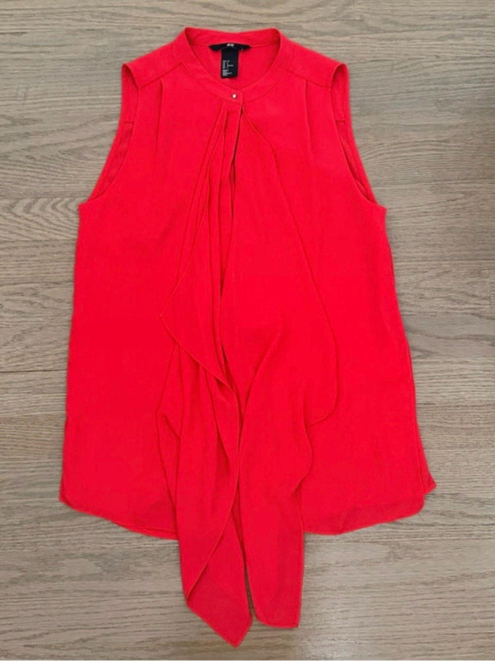 H&M Red Sleeveless Cascading Drape Blouse